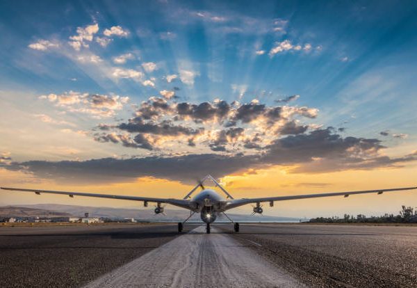 Armed Unmanned Aerial Vehicle on runway